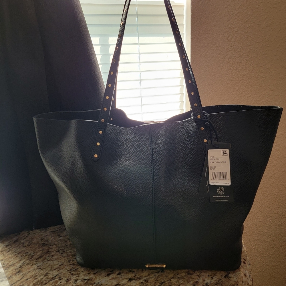 Rebecca Minkoff Soft Studded Black Leather Tote Bag